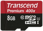 Transcend MicroSDHC 8GB + Adapteris / Class 10