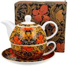 Puodelis su arbatinuku porcelianinis William Morris Oranžiniai irisai 59026939