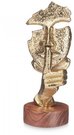 Skulptūra Kaukė metalinė, medžio pagrindas 11x12x29 cm Giftdecor 91463