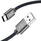 USB-A to USB-C Cable Budi 206T/2M 2.4A 2M (black)
