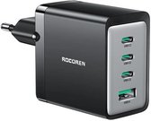 Wall charger GaN Rocoren 3x USB-C, 1x USB, 67W (black)