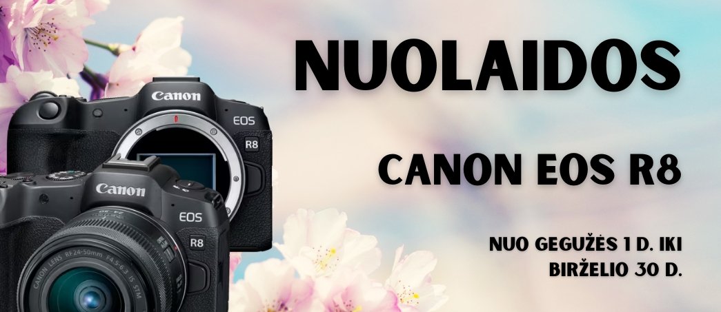 📸🔥 Nuolaidos CANON EOS R8 body ir rinkiniams