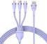 3in1 USB cable Baseus Flash II Series, USB-C + micro USB + Lightning, 66W, 1.2m (Purple)