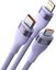 3in1 USB cable Baseus Flash Series 2, USB-C + micro USB + Lightning, 100W, 1.5m (purple)