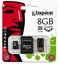 Atminties kortelė Kingston microSD 8GB + SD ir USB adapteris