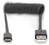 Digitus USB 2.0 Type A to USB C Spiral Cable AK-300430-006-S Black, 1 m