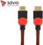 Elmak Cable HDMI-HDMI v2.0, OFC, copper, 3D, gaming, PC, red-black, braid, 4K, 3.0m SAVIO GCL-04