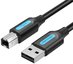USB 2.0 A male to USB-B male cable with ferrite core Vention COQBL 10m Black PVC