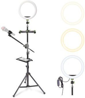 14" ring light with 2.1m tripod and 3 magnetic triangle phone holder