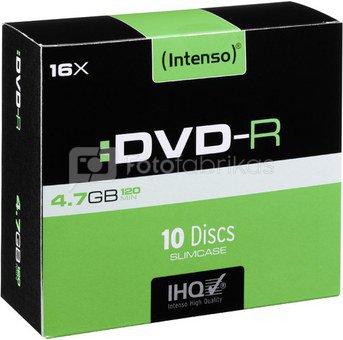 1x10 Intenso DVD-R 4,7GB 16x Speed, Slimcase