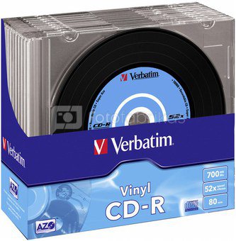 1x10 Verbatim CD-R 80 / 700MB 52x Speed, Vinyl Surface, Slim