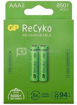 1x2 GP ReCyko NiMH Battery AAA 850mAH, ready to use, NEW