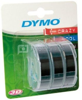1x3 Dymo 3D Prägeband 9 mm x 3 m Plastik schwarz