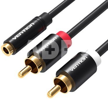 3.5mm Female to 2x RCA Male Audio Cable 2m Vention VAB-R01-B200 Black