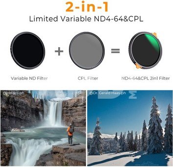 37mm ND4-ND64 (2-6 Stop) Variable ND Filter and CPL Circular Polarizing Filter 2 in 1