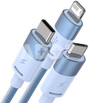 3in1 USB cable Baseus StarSpeed Series, USB-C + Micro + Lightning 3,5A, 1.2m (Blue)
