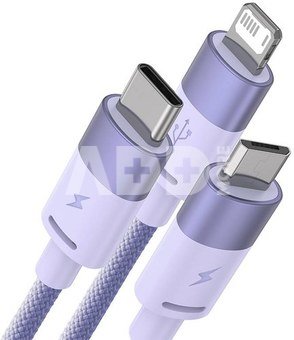 3in1 USB cable Baseus StarSpeed Series, USB-C + Micro + Lightning 3,5A, 1.2m (Purple)