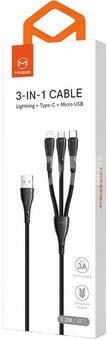3in1 USB to USB-C / Lightning / Micro USB Cable, Mcdodo CA-6960, 1.2m (Black)