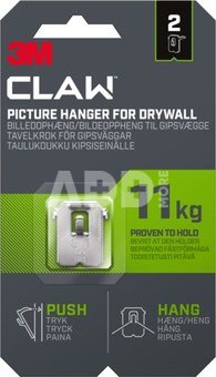 3M CLAW HOOK FOR DRYWALL, HOLD 11 KG, 2 HOOKS