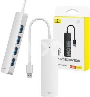 4in1 Hub Baseus UltraJoy Lite USB-A to USB 3.0 15cm (white)