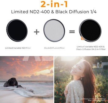 72mm Black Mist 1/4 + ND8-128 Variable ND Filter