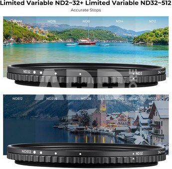 77mm Variable ND Filter Kit 2pcs ND2-32 & ND32-512