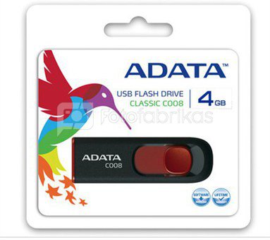 A-DATA 4GB BlackRed USB Flash Drive C008, Retail