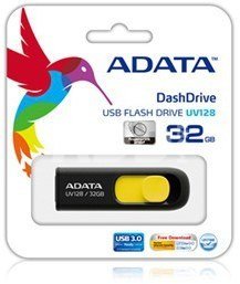 A-DATA DashDrive UV128 32GB Black+Yellow USB 3.0 Flash Drive, Retail