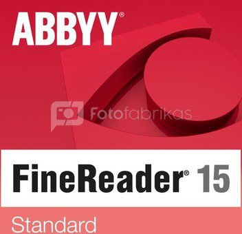Abbyy FineReader 15 Standard, Single User License (ESD), UPG, Perpetual year(s), License quantity 1 user(s)