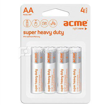 Acme R6P Super Heavy Duty Batteries AA/LR6, Zinc Chloride, 4 pc(s)