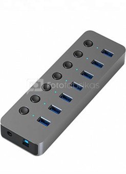 Adapteris USB A 3.0 - 7 x USB 3.0 su jungikliais