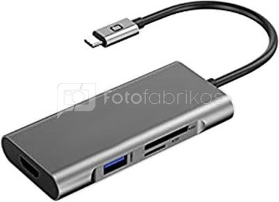 Aдаптер USB Type-C - 3 x USB 3.0, Type-C PD, HDMI, SD, TF