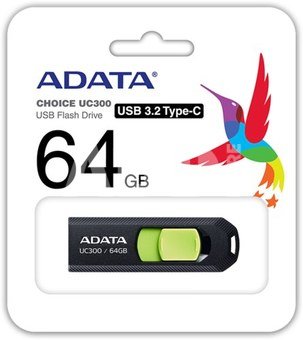 ADATA FlashDrive UC300 64 GB, USB 3.2 Gen 1, Black/Green