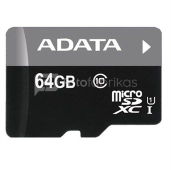 ADATA Premier UHS-I 64GB GB, Micro SDXC, Flash memory class 10, No