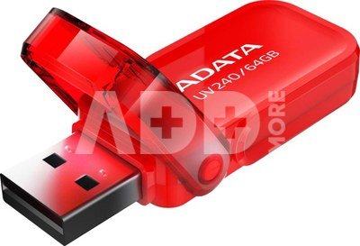 ADATA UV240 64GB USB Flash Drive, Red ADATA
