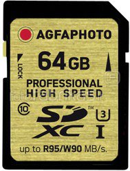 AgfaPhoto SDXC Card UHS I 64GB Professional High Speed U3 95/90