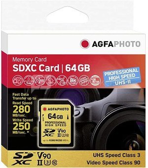 AgfaPhoto SDXC UHS II 64GB Professional High Speed U3 V90