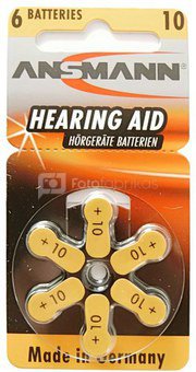 1x6 Ansmann Zinc-Air 10 (PR 70) Hearing Aid Batteries