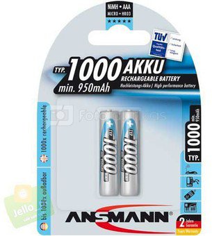 1x2 Ansmann maxE NiMH rech.bat. 900 Micro AAA 800 mAh PHOTO