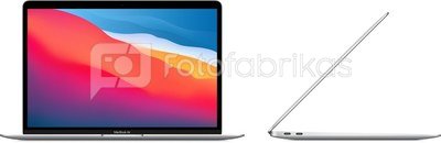 Apple MacBook Air Silver, 13.3 ", IPS, 2560 x 1600, Apple M1, 8 GB, SSD 256 GB, Apple M1 7-core GPU, Without ODD, macOS, 802.11ax, Bluetooth version 5.0, Keyboard language English, Keyboard backlit, Warranty 12 month(s), Battery warranty 12 month(s), Retina with True Tone Technology