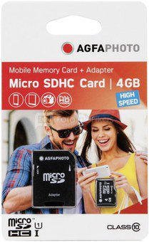 AgfaPhoto Mobile High Speed 4GB MicroSDHC Class 10 (+ Adapter)