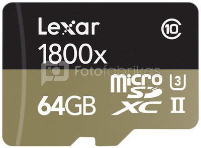 Lexar microSDXC 1800x 64GB UHS-II USB 3.0 Reader + Adapter