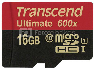 Transcend microSDHC 16GB Class 10 UHS-I MLC 600x + SD-Adapter
