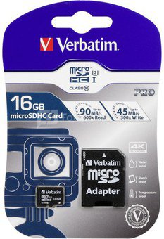Verbatim microSDHC Pro 16GB Class 10 UHS-I incl Adapter