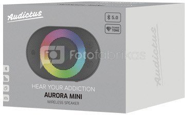 aud Speakers Aurora Mini 7 W, Waterproof, Bluetooth, RGB, Portable, Black, 90 dB
