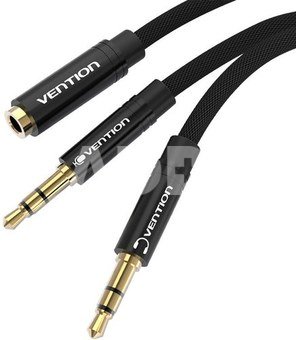 Audio cable 3.5mm female to 2x3.5mm male Vention BBLBF 1m (black)