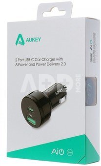 AUKEY Car Charger 39W A+C black 39W 2-Port USB-type CC-Y7