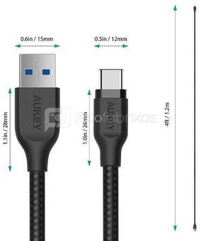 Aukey USB Cable 1.Type A to tyoe C L=1.2M, Black