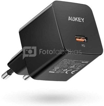 AUKEY Mini wall charger PA-Y20S Black 1xUSB-C 20W PD Power Delivery