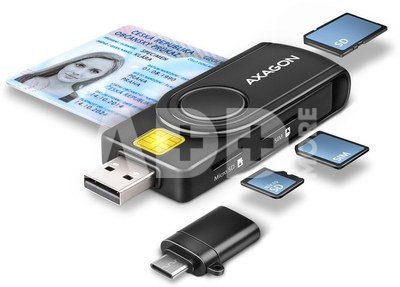 Axagon считыватель для ID-карты + USB-C адаптер CRE-SMP2A
